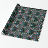 Roze witte pioen floral waterverf mandala cadeaupapier (Uitgerold)