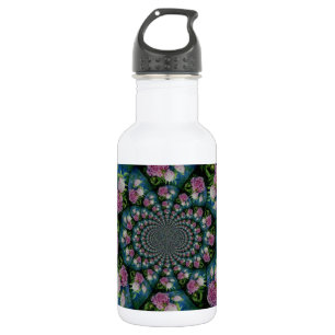 Roze witte pioen floral waterverf mandala waterfles 