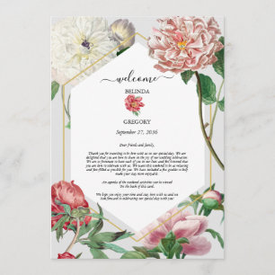 Roze Witte Pioenen Bloemen Bruiloft Route Programma