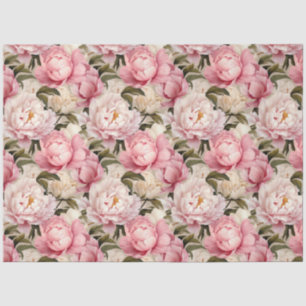 Roze witte pioenroos bloesems Herhaal patroon Tissuepapier