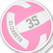 roze witte ploegen volleybal sticker (Voorkant)