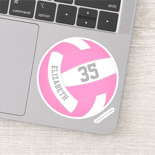 roze witte ploegen volleybal sticker (Detail)