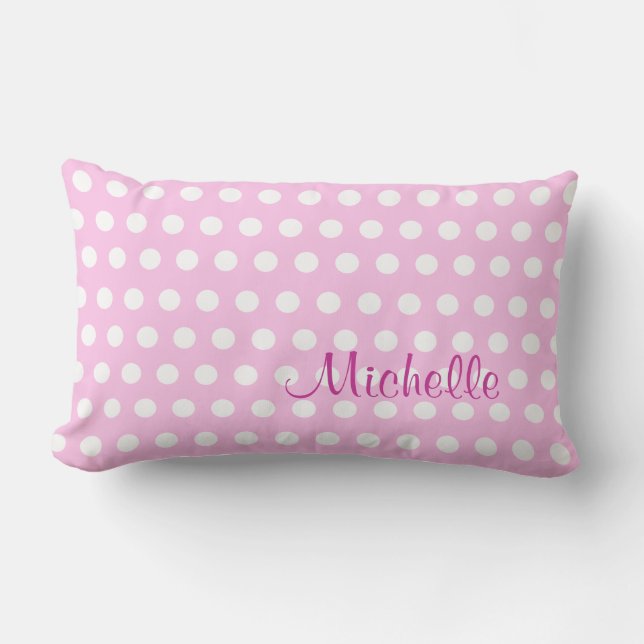 Roze witte poka Dot Pillow Kussen (Voorkant)