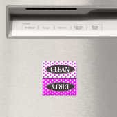 Roze & Witte Polka Dot CLEAN-DIRTY VAATWASSER MAN Magneet (Insitu (Vaatwasser))