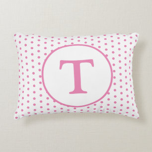 Roze & Witte Polka-Dot Gepersonaliseerde Accent Ku Kussen
