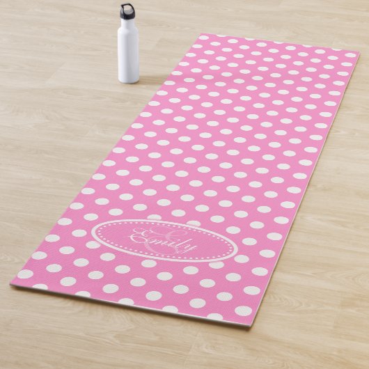 Roze witte polka dot yoga mat (In situ)