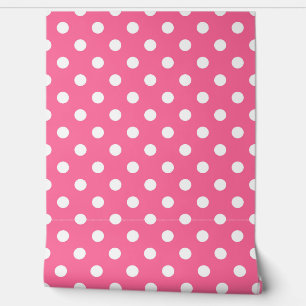 Roze Witte Polka Dots Patroon Wall Decor Behang