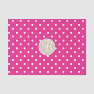 Roze witte polka stippen monogram letter initiaal tissuepapier