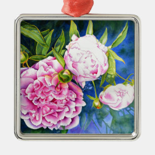 Roze witte pony schilderij romantische bloem metalen ornament