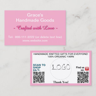 Roze Witte QR Codes Logo 3.5 x 2.0 Visitekaartje