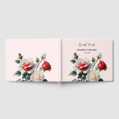  roze witte rode rozen bloemenbruiloft gastenboek (Volledig)