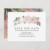 Roze Witte Roos Sparen de Kaart van de Datum met d (Voorkant / Achterkant)