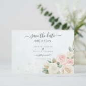 Roze & Witte Rose Blooms Flat Save The Date Kaart (Staand voorkant)