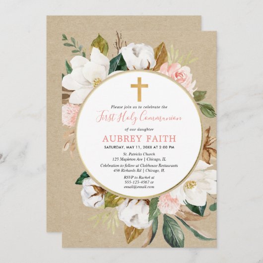 Roze witte roze herfst, roze, roodbruin kaart (Voorkant / Achterkant)