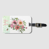 Roze witte rozen bagagelabel (Voorkant (horizontaal))