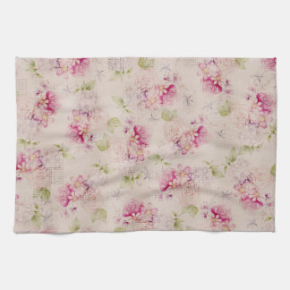 roze witte rozen bloemen patroon theedoek