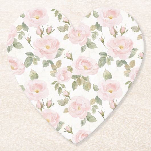  Roze Witte Rozen Bloemen Vrijgezellenfeest Kartonnen Onderzetters (Voorkant)