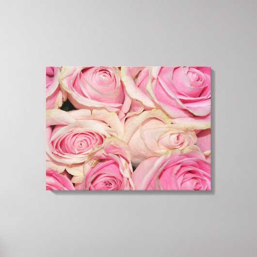 Roze witte rozen canvas afdruk (Voorkant)