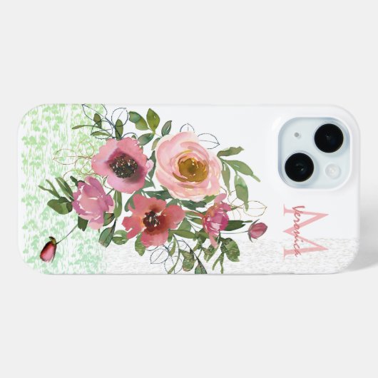 Roze witte rozen Case-Mate iPhone case (Achterkant (horizontaal))