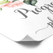 Roze Witte Rozen Eucalyptus Huwelijksprogramma's B Poster (Hoek)