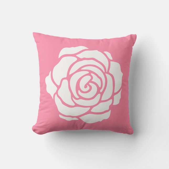 Roze / Witte Rozen Kussen (Voorkant)