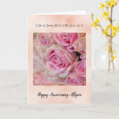 Roze Witte Rozen Mooi Leven Kaart (Gele Bloem)