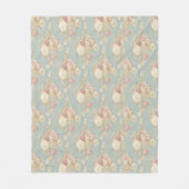 Roze witte Rozen op blauwe achtergrond Fleece Deken (Voorkant)