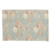 Roze witte Rozen op blauwe achtergrond Kussensloop (Voorkant)