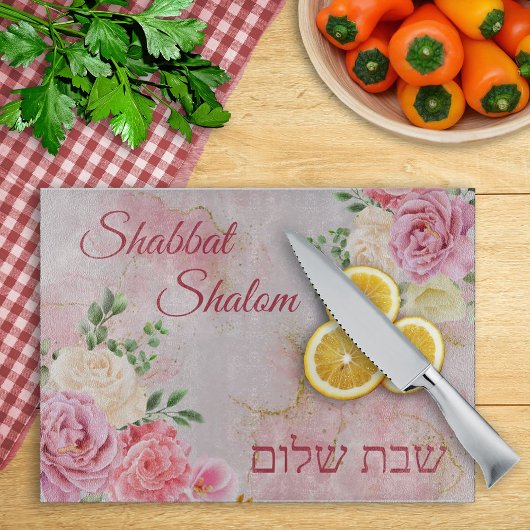 Roze witte rozen op Marble Background Waterverf Snijplank