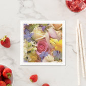 Roze, witte rozen, Paarse, gele irissen Servetten (Insitu)