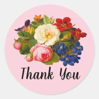 Roze witte rozen rode Oranje blauwe vlindervlinder Ronde Sticker