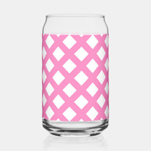 Roze Witte Ruitjes Diamant Patroon Blikvorm Glas