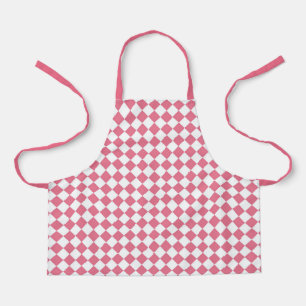 Roze Witte Ruitjes Diamant Patroon Schort