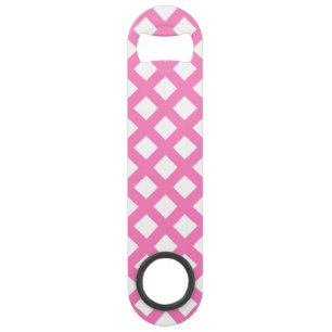 Roze Witte Ruitjes Diamant Patroon Speed Flessenopener