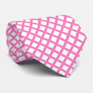 Roze Witte Ruitjes Diamant Patroon Stropdas