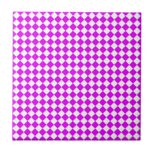 Roze Witte Ruitjes Diamant Patroon Tegeltje