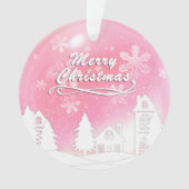 Roze Witte Sneeuwhuis Kerstmis Nieuwjaar Ornament (voorkant)