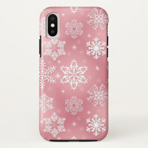 Roze witte sneeuwvlok met kerstmis tien taaie hard iPhone x hoesje