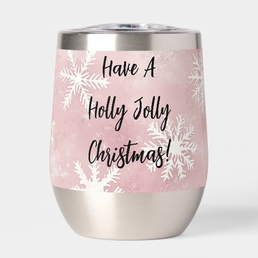 Roze Witte Sneeuwvlokken Kerst (Voorkant)