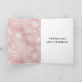 Roze Witte Sneeuwvlokken Kerst Kaart (Binnen)