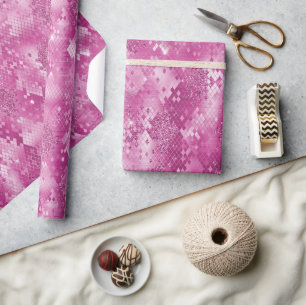 Roze Witte Sparkle Snake Print Cadeaupapier