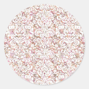 Roze witte  spoelvormig ontwerp ronde sticker