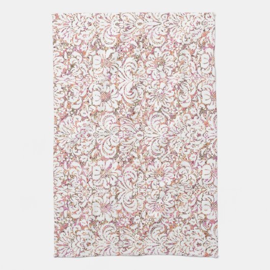 Roze witte spoelvormig ontwerp theedoek (Verticaal)