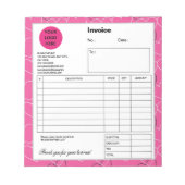 Roze Witte Stapper Bedrijf BedrijfsWinkelfactuur Notitieblok (Voorkant)