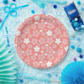 Roze & Witte Ster & Snowflake Patroon Papieren Bordje (Feest)