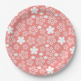 Roze & Witte Ster & Snowflake Patroon Papieren Bordje