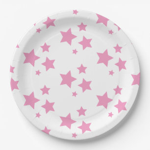 Roze witte sterren Kinder Baby Circus Party Papieren Bordje