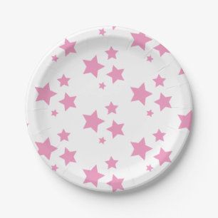 Roze witte sterren Kinder Baby Circus Party Papieren Bordje