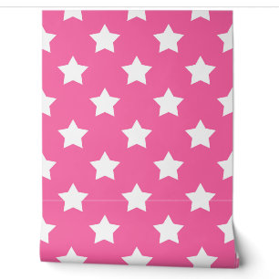 Roze witte sterren patroon achtergrond behang