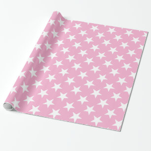 Roze Witte Sterren Patroon Gift Schattig Elegant M Cadeaupapier